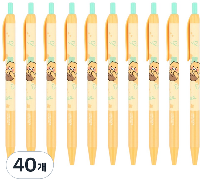 카카오프렌즈 노크식 볼펜 0.38mm, 40개, 춘식이