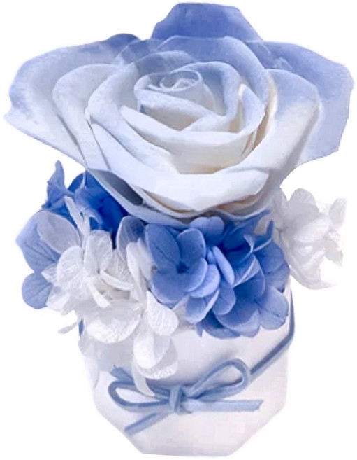 Floral M 法式雙色玫瑰香氛擴香花, 地中海藍, 1組