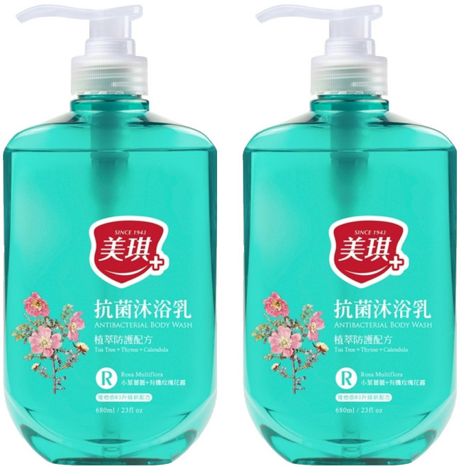 美琪 抗菌沐浴乳 小葉薔薇 植萃防護配方, 680ml, 2瓶