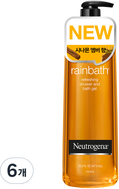 뉴트로지나 레인바스 바디워시 시나몬 엠버 향, 6개, 473ml