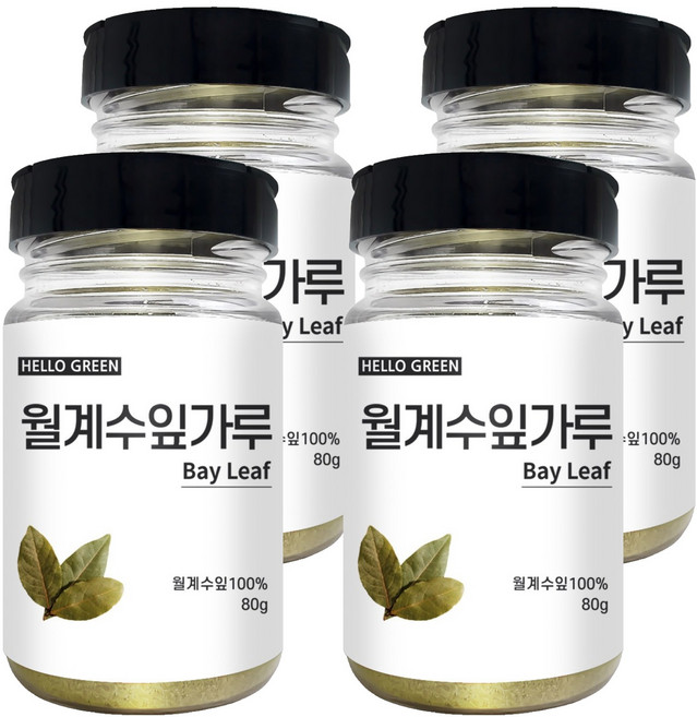 헬로우그린 월계수잎 가루 향신료 통, 4개, 80g