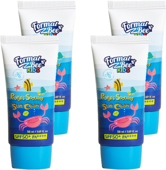 포멀비 키즈 유아 프로폴리스 수딩 아기 선크림 SPF50+ PA++++, 50ml, 4개