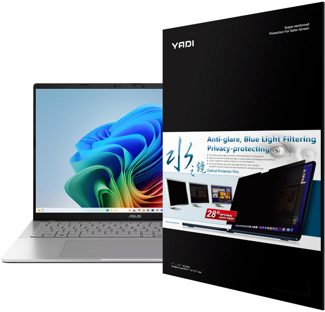 YADI 亞第 插卡隱貼 16:10 水之鏡防窺片 ASUS Vivobook S16 S3607CA 專用 PF4PPB-W160, 透明, 1片