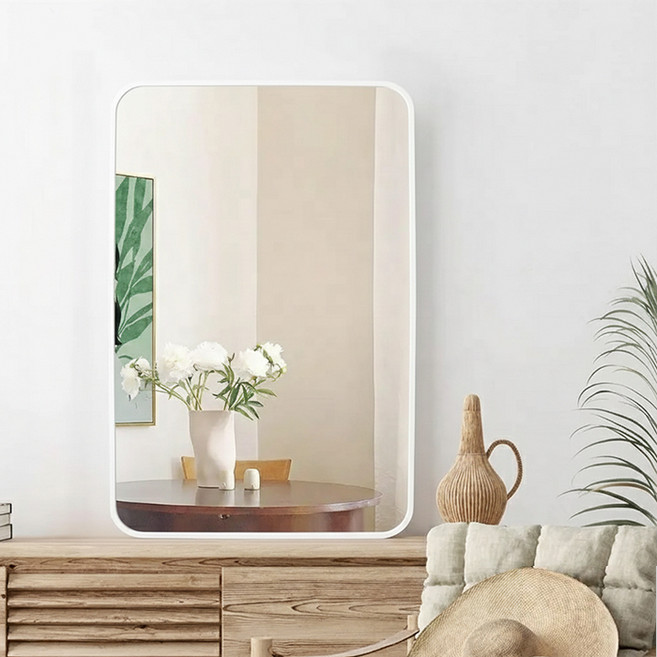 인뮤즈 알루미늄 사각 벽 거울 40 x 50cm, 화이트