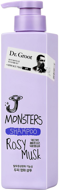 닥터그루트 제이 몬스터즈 두피 정화 샴푸 로지 머스크향, 385ml, 1개