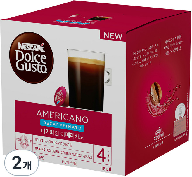 돌체구스토 디카페인 아메리카노 캡슐커피, 8g, 16개입, 2개