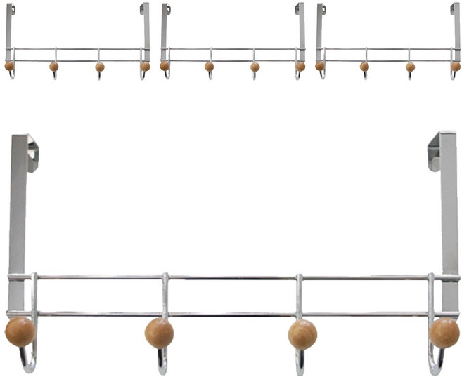 홈앤하우스 고정4구 도어훅, 실버, 4개