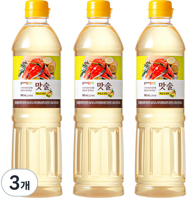 곰곰 맛술 매실&생강, 900ml, 3개