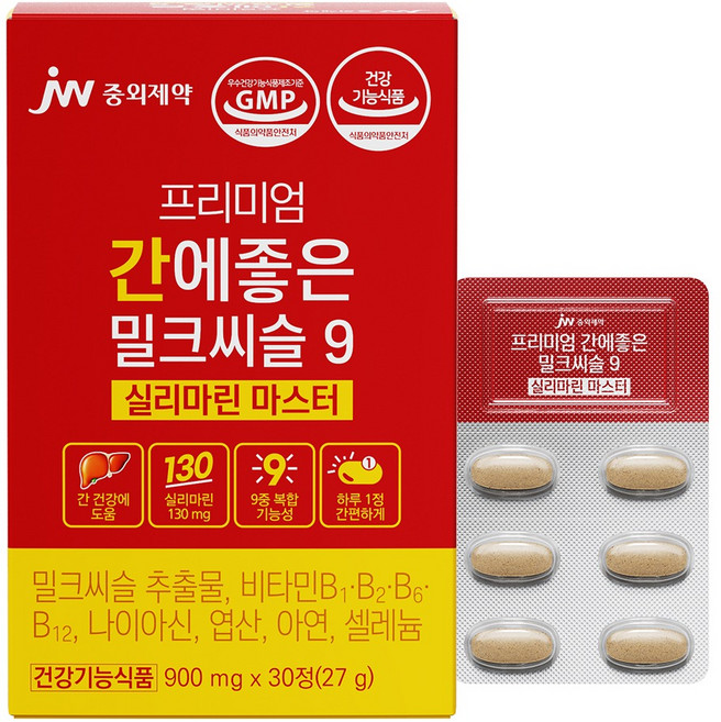 JW중외제약 프리미엄 간에좋은 밀크씨슬9 실리마린 마스터, 30정, 1개