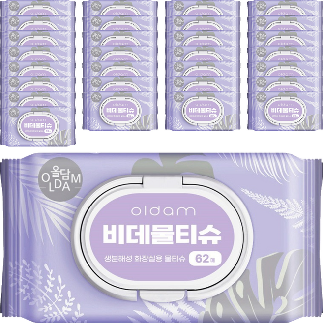 올담 코튼 블라썸 비데 물티슈 캡형, 70g, 62개입, 30개