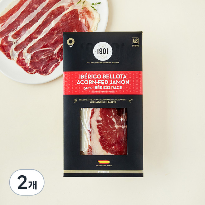 1901 이베리코 베요타 하몽 슬라이스, 100g, 2개