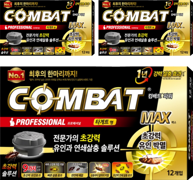 컴배트 파워 바퀴용 유인살충제 타게트형, 12g, 3개