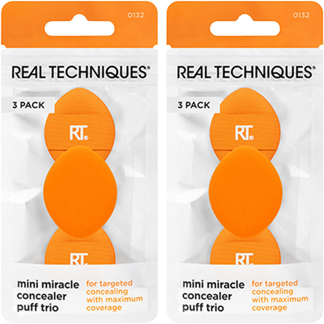 REAL TECHNIQUES 迷你奇蹟遮瑕粉撲三入組, 2個, 單一顏色