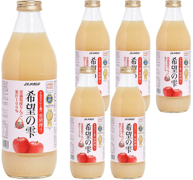 JA 青森農協 希望的雫蘋果汁, 1L, 6瓶