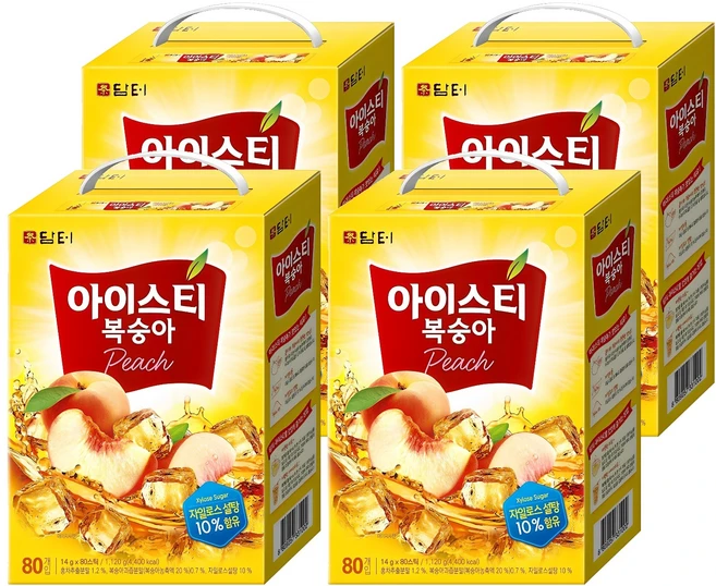 담터 아이스티 복숭아, 14g, 80개입, 4개 - 쿠팡
