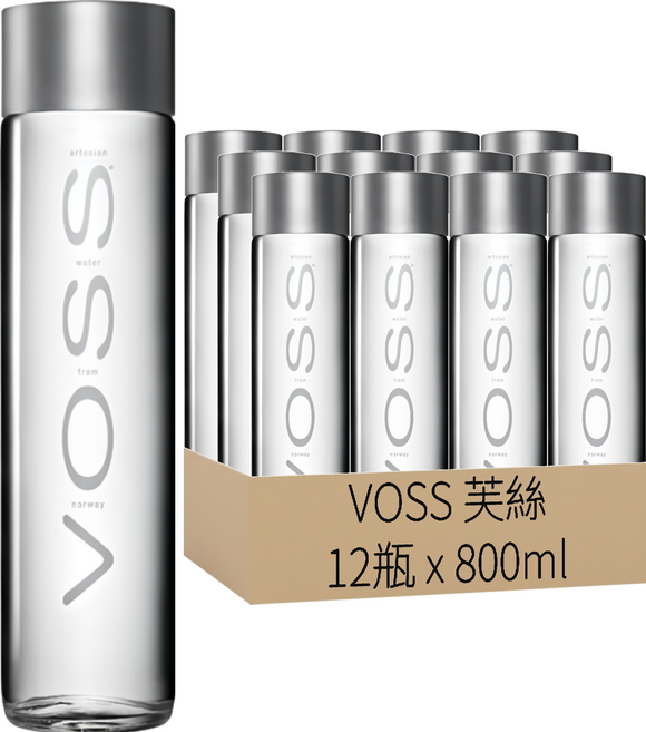 VOSS 芙絲 挪威天然礦泉水 玻璃瓶裝, 800ml, 12瓶