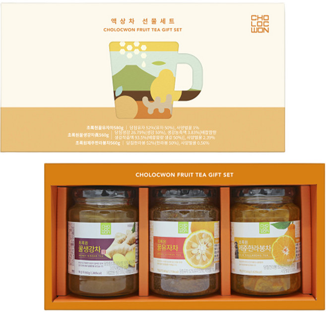 초록원 액상차 3종 선물세트 + 쇼핑백, 꿀생강차 560g + 꿀유자차 580g + 제주한라봉차 560g, 1세트