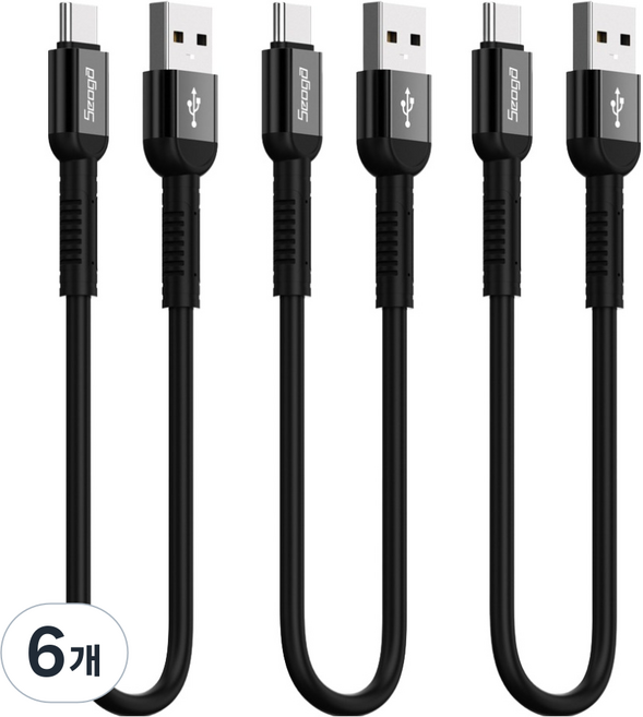 서가 메탈 고강도 고속충전 케이블 C타입, 30cm, 블랙, 6개