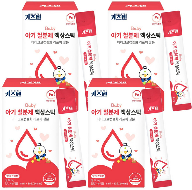 키즈텐 아기 철분제 액상스틱, 240ml, 4개