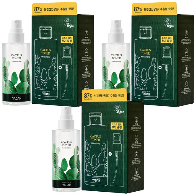 YADAH 仙人掌化妝水, 210ml, 3個
