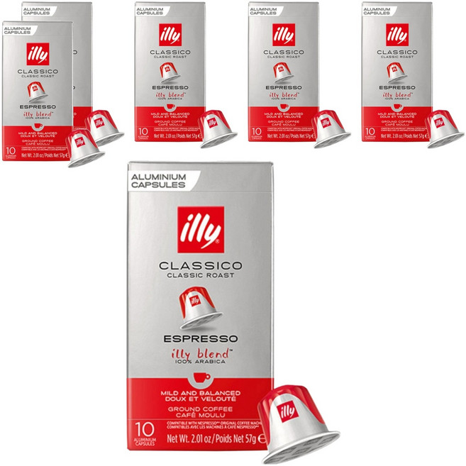 일리 네스프레소 클래식 로스트 에스프레소 그라운드 캡슐커피, 5.7g, 10개입, 6개