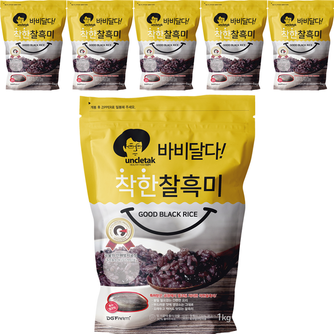 엉클탁 바비달다 착한 찰흑미, 1kg, 6개