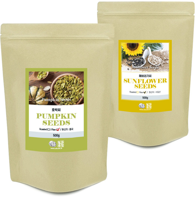견과공장 호박씨 + 해바라기씨 세트, 500g, 1세트