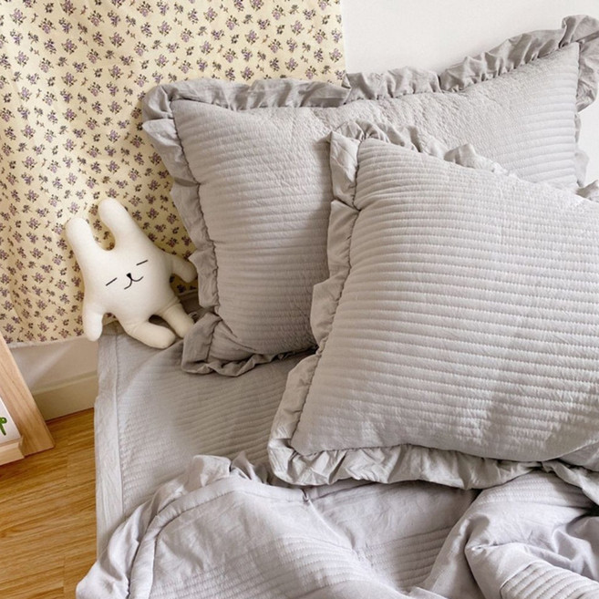 沐慕家居 水洗棉裙邊枕套 韓式枕套 舒適親膚柔滑材質 拉鍊設計