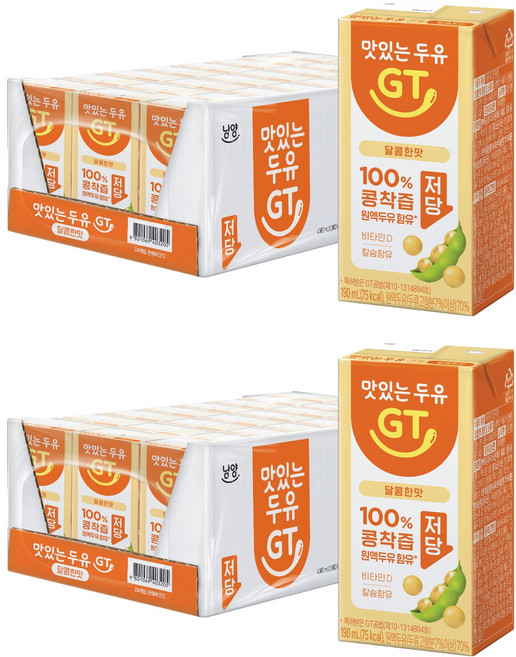 맛있는두유GT 달콤한맛 저당, 190ml, 48개