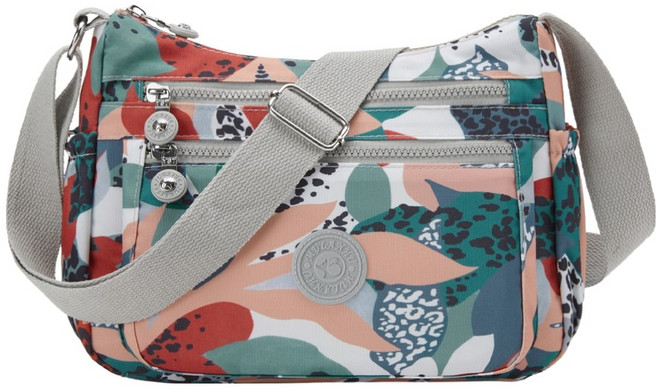 ADDEDIT 女用尼龍Colorgram斜揹包, 薄荷豹紋