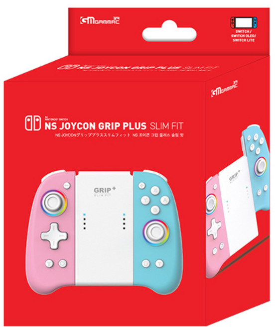 겜맥 닌텐도스위치 조이콘 그립 플러스 슬림 핏 핑크블루, 1세트, kmns-317