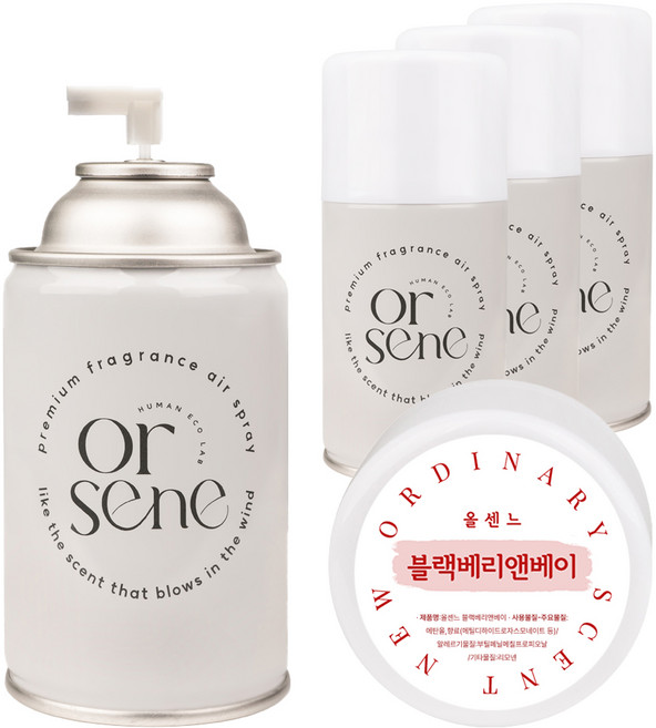 올센느 프리미엄 니치향수 방향제 자동분사기 리필 캔 블랙베리앤베이, 250ml, 4개, 블랙베리앤 베이