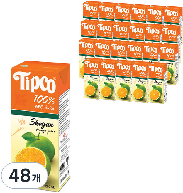 팁코 쇼군 오렌지 주스, 200ml, 48개