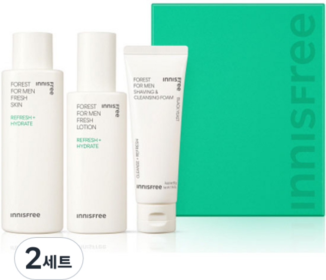 이니스프리 포레스트 포맨 프레시 스킨케어 스킨 180ml + 로션 140ml + 쉐이빙 앤 클렌징 품 50g 세트, 2세트