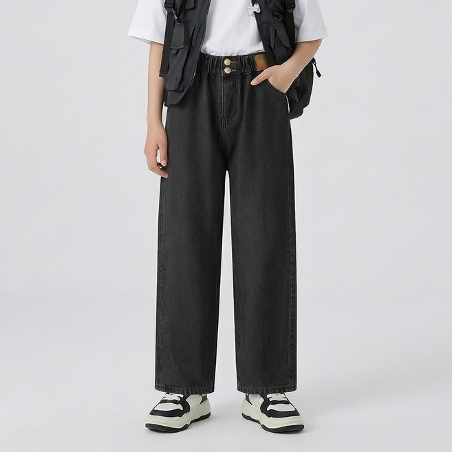 로시앤로우 주니어 여아용 투버튼 밴딩 데님 팬츠 SK004