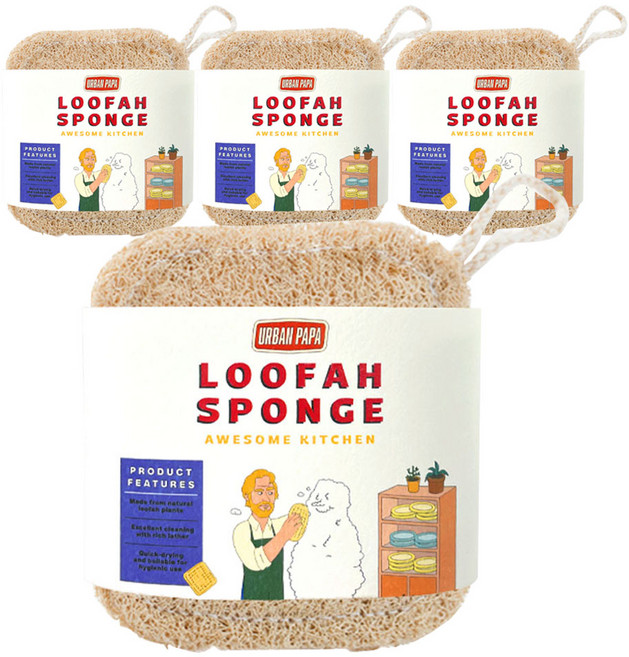 어반파파 어썸루파 천연수세미, 4개, 1세트