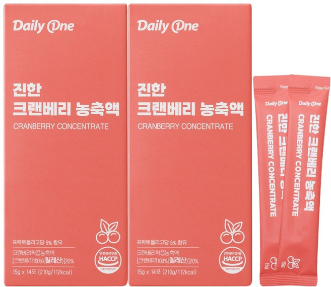 데일리원 진한 크랜베리 농축액, 210g, 2개