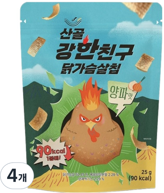 에코맘의산골이유식 유아용 산골 강한친구 닭가슴살칩, 25g, 4개, 양파맛
