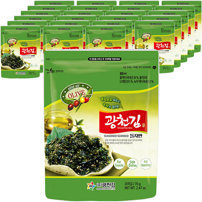 광천김 올리브 광천 돌자반 볶음, 70g, 24개
