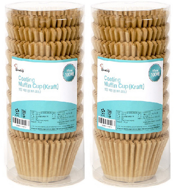 쿠킹플러스 코팅 머핀컵 100p, 크래프트, 2개