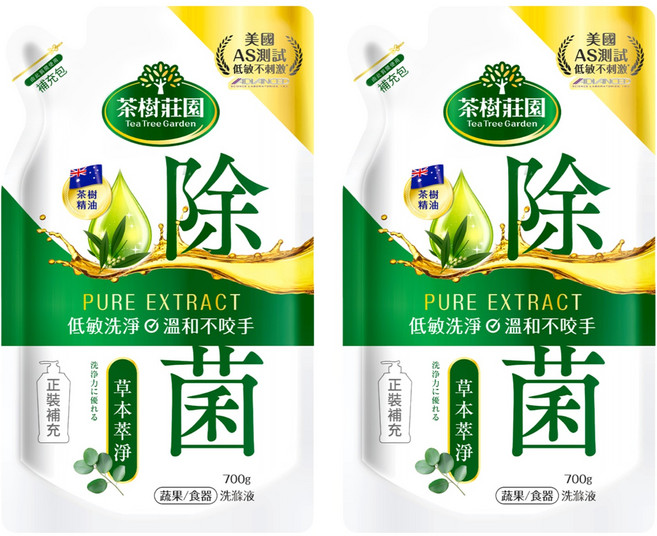 farcent 花仙子 茶樹莊園 超濃縮洗碗精 補充包 茶樹速淨, 700g, 2包