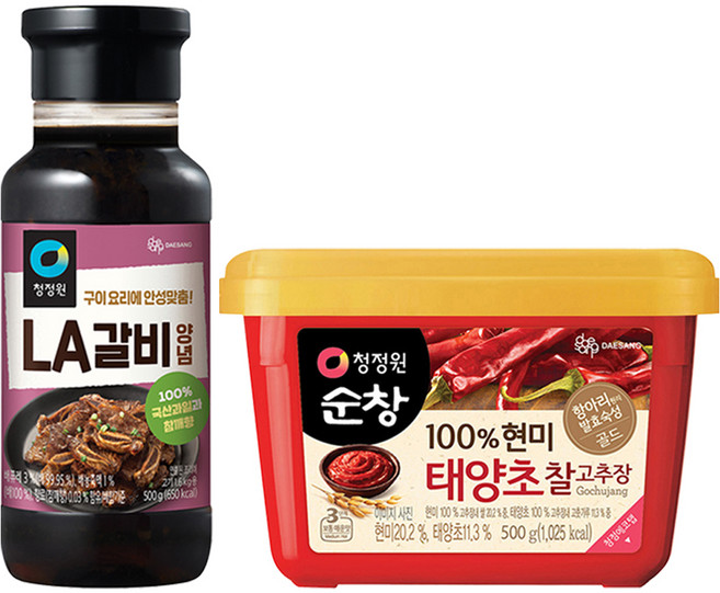 청정원 LA갈비양념 500g + 순창 100% 현미 태양초 찰고추장 1kg, 1세트