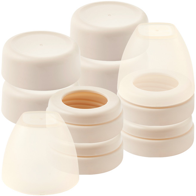 베이직 젖병 액세서리 밀폐뚜껑4p+스크류4p+캡2p 세트, 크림, 2세트