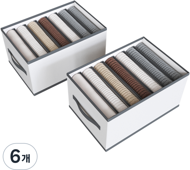 하비티 접이식 칸막이 의류 정리함 36x25x20cm, 그레이, 6개