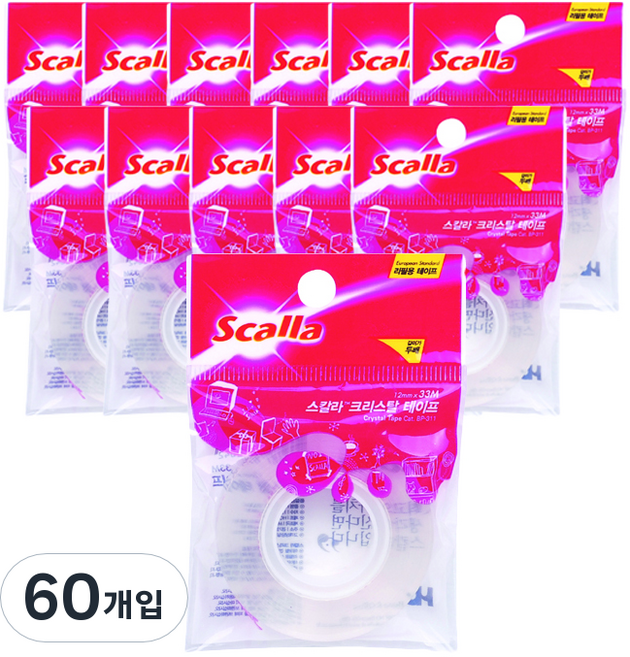 스칼라 크리스탈 테이프 리필 12mm x 33m, C1233R, 60개입