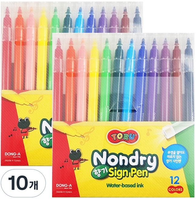 토루 논드라이 향기 사인펜, 12색, 10개