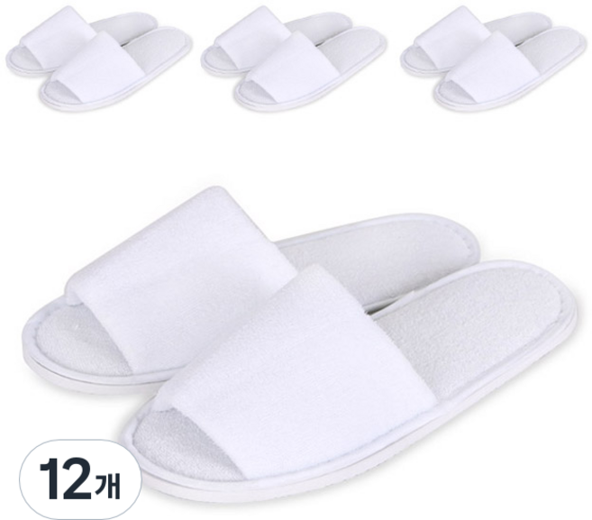 실내슬리퍼 타올천 C, 흰색, 12개