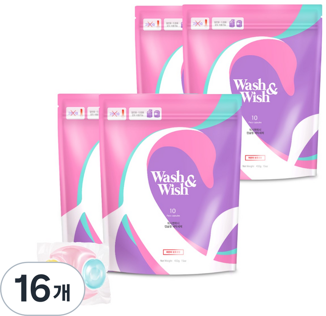 워시앤위시 프리미엄 캡슐세제 들꽃향, 10개입, 16개