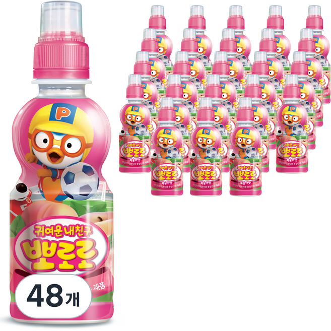 팔도 뽀로로 캐릭터 음료 복숭아맛, 235ml, 48개
