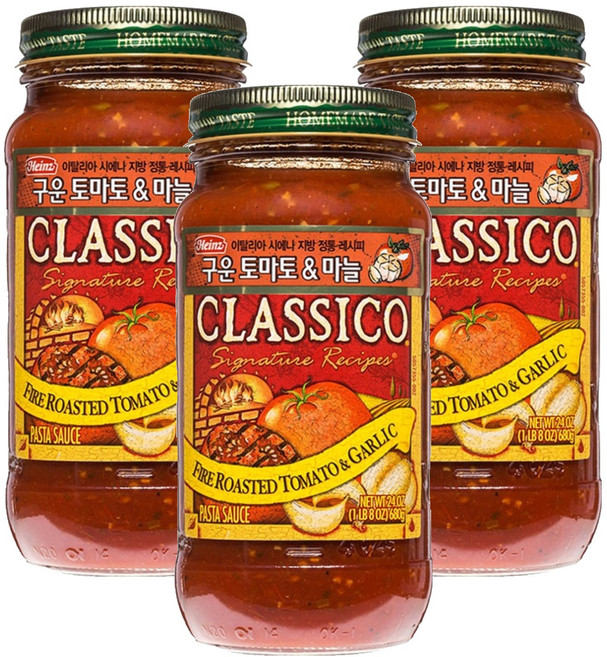 하인즈 클래시코 구운토마토와 마늘 파스타 소스, 680g, 3개